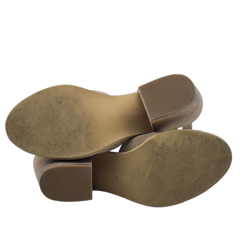 Susina Block Heel Sandals Open Toe Ankle Strap Tan Suede Leather | Size 8.5 - Picture 9 of 12